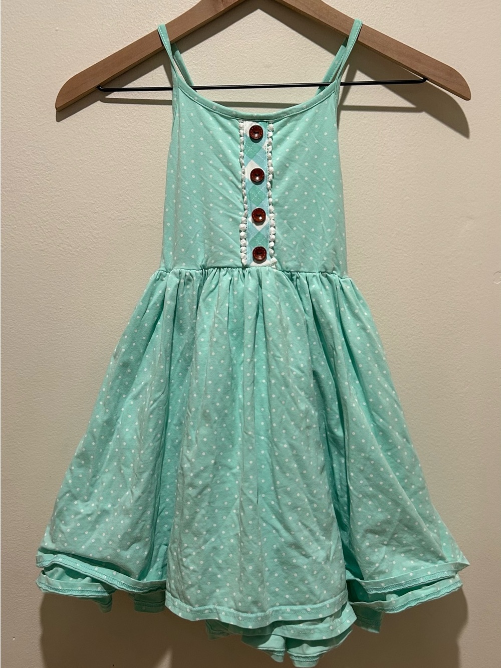 Swoon Baby Mint Green w/ White Dots Sleeveless Double Layer Dress - Girls Size 8